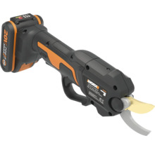 Foarfecă de grădină cu acumulator Worx cu o baterie de 20 Volt.