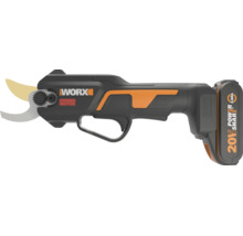 Foarfecă de grădină cu acumulator Worx, motor fără perii și acumulator de 20 de volți pentru tăieri precise.
