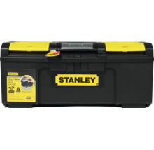 Cutie pentru scule Stanley, 60 centimetri, operare cu o singură mână, plastic, negru și galben, două organizatoare în capac, Stanley Logo.