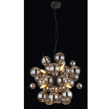 Lampa suspendata moderna cu multe elemente sferice din sticla dispuse sub forma de ciorchine pentru iluminatul interior.