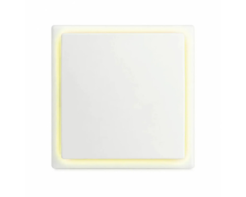 Întrerupător de lumină pătrat cu iluminare de fundal integrată în design plat.