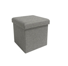 Taburet pliabil pătrat cu spațiu de depozitare, aspect textil