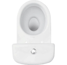 Vas WC suspendat cu clătire adâncă din ceramică cu rezervor integrat și buton de acționare privit de sus