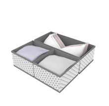 Set de trei organizatoare pătrate pentru sertare cu model geometric pentru depozitarea lenjeriei și a hainelor.