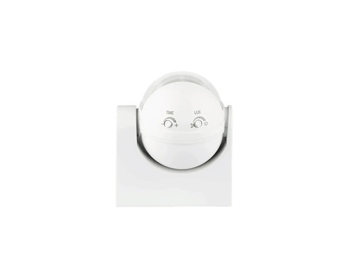 Detector de mișcare cu butoane rotative pentru timp și luminozitate, pentru montare pe perete