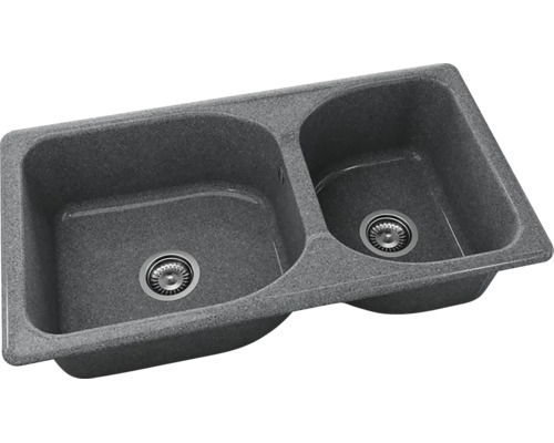 Chiuvetă bucătărie granixit 2 cuve FAT Slate 49x90 cm gri rocă buc
