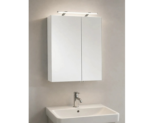 Dulap baie cu oglindă Dorina 60x75 cm PAL alb 2 uşi cu iluminare