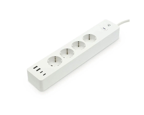 Prelungitor cu patru prize si doua porturi USB inclusiv intrerupator.