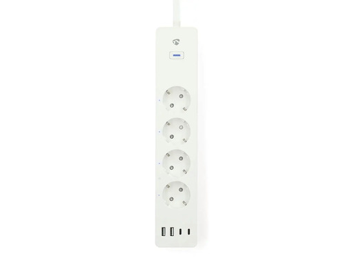 Prelungitor cu patru prize tip Schuko și trei porturi USB