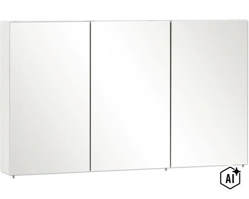 Dulap baie cu oglindă Basic 120x70 cm PAL alb 3 uşi (Image AI modified or generated)