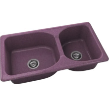 Chiuvetă de bucătărie dublă din compozit violet.