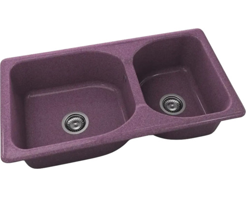 Chiuvetă de bucătărie dublă din compozit violet.