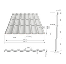 Desen tehnic cu dimensiunile unei table tip țiglă