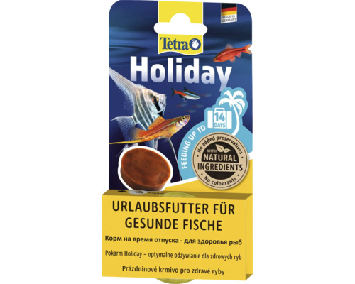 Hrană de vacanță Tetra Holiday pentru pești ornamentali pentru hrănire în timpul concediului timp de până la 14 zile cu ingrediente naturale.