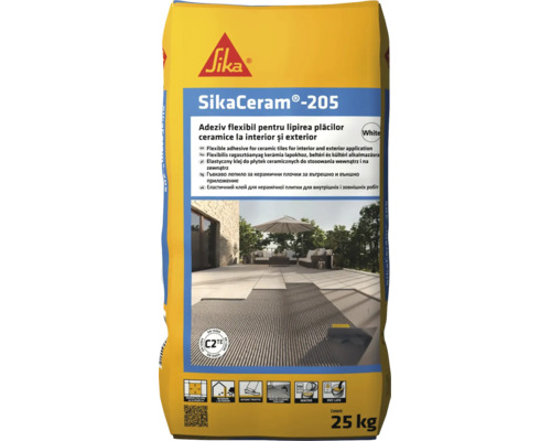 Adeziv flexibil pentru plăci ceramice Sika Ceram 205 alb sac 25 kg pentru interior și exterior