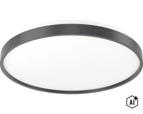 Lampă de tavan LED rotundă cu cadru îngust pentru iluminat interior modern (Image AI modified or generated)