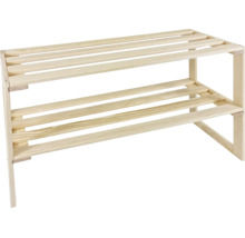 Raft pentru pantofi din lemn cu două niveluri în design cu șipci