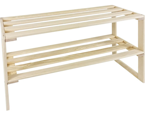 Raft pentru pantofi din lemn cu două niveluri în design cu șipci