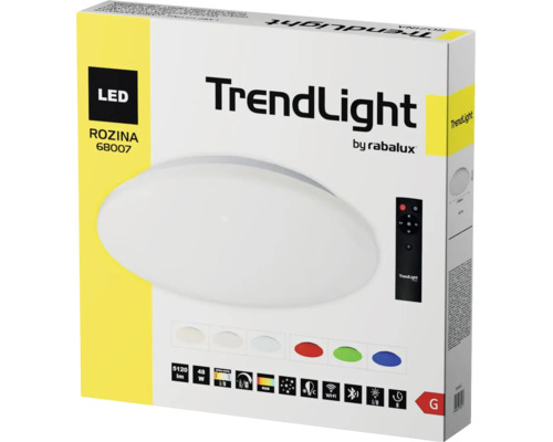 Plafoniera LED TrendLight Rozina cu telecomanda, 48 Watt, 5120 Lumeni, functie RGB, control prin Wi-Fi si Bluetooth, clasa energetica G