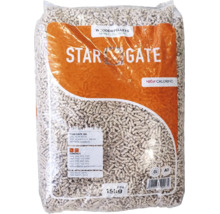 Sac cu 15 kilograme de peleti din lemn marca Stargate pentru sisteme de incalzire.