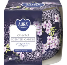 Lumânare parfumată Aura Candles Oriental cu model floral și uleiuri esențiale în ambalaj decorativ