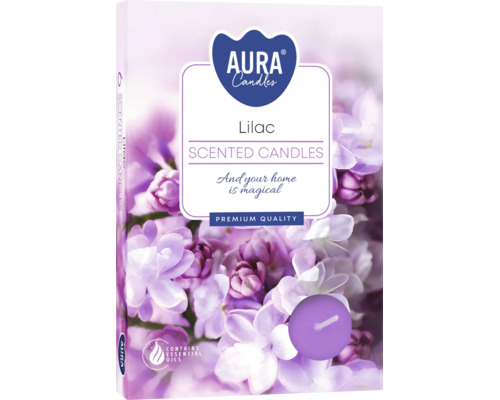 Lumanare parfumata Aura Candles Liliac cu uleiuri esentiale de calitate superioara