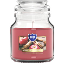Lumânare parfumată Aura Candles în pahar cu aromă de măr și scorțișoară