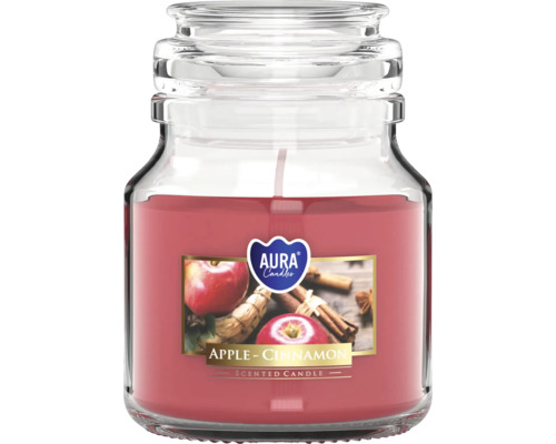 Lumânare parfumată Aura Candles în pahar cu aromă de măr și scorțișoară