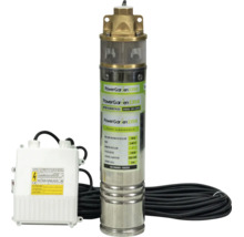 Pompa submersibila PowerGarden 1350 cu tablou de comanda si cablu electric pentru alimentare cu apa.