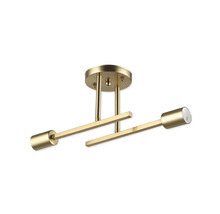 Plafonieră modernă cu două surse de lumină din metal cu aspect de alamă