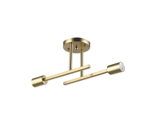 Plafonieră modernă cu două surse de lumină din metal cu aspect de alamă