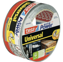 Bandă adezivă textilă Tesa Extra Power Universal argintie, rolă cu lungime de 10 metri și lățime de 50 milimetri pentru reparații.