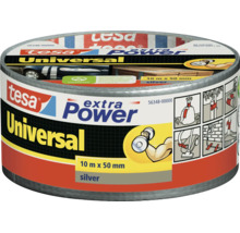 Bandă adezivă textilă Tesa Extra Power Universal, 10 metri pe 50 milimetri, argintiu