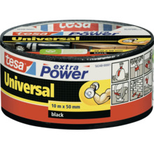 Bandă adezivă din pânză Tesa Extra Power Universal, 10 metri pe 50 milimetri, negru