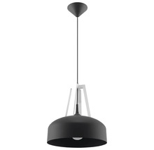 Pendul modern cu abajur în formă de cupolă și sistem de suspendare din metal pentru montare pe tavan