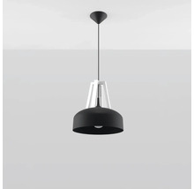 Lampa suspendata moderna cu abajur in forma de dom si suport decorativ pentru montare pe tavan