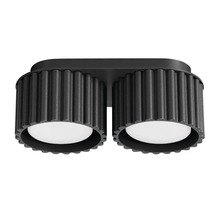 Plafonieră dublă cu spoturi cilindrice striate pentru iluminat interior modern.