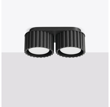 Spot dublu de plafon din metal cu carcasă striată pentru iluminat interior