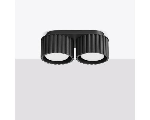 Spot dublu de plafon din metal cu carcasă striată pentru iluminat interior