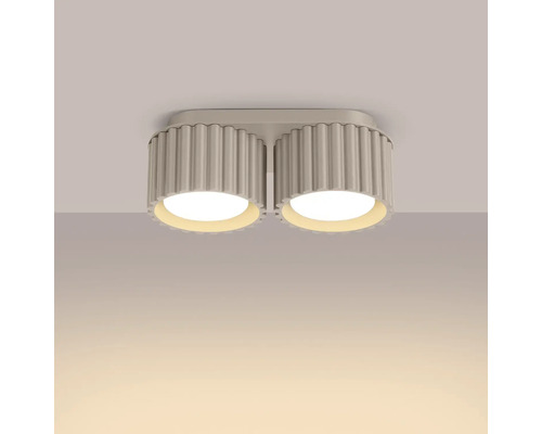 Plafonieră dublă cu LED și design striat pentru montare pe tavan