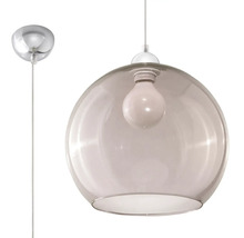 Pendul modern din sticlă în formă de glob cu o sursă de lumină pentru montare pe tavan