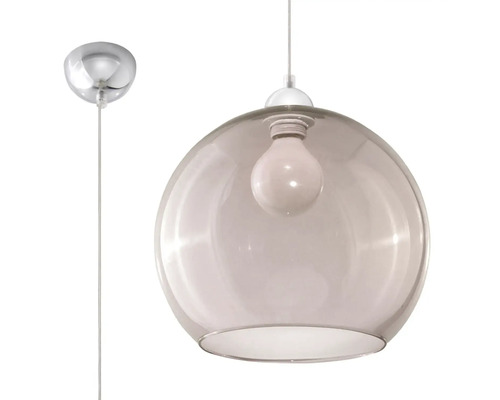 Pendul modern din sticlă în formă de glob cu o sursă de lumină pentru montare pe tavan