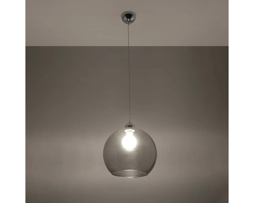 Lampă suspendată modernă cu abajur sferic din sticlă și fixare metalică pe tavan pentru iluminat direct