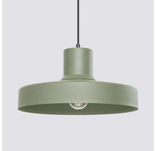 Pendul modern din metal cu abajur plat și cablu textil pentru montare pe tavan