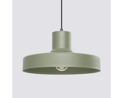 Pendul modern din metal cu abajur plat și cablu textil pentru montare pe tavan