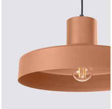 Pendul modern din metal cu abajur rotund și sursă de lumină LED integrată
