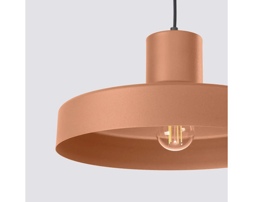 Pendul modern din metal cu abajur rotund și sursă de lumină LED integrată