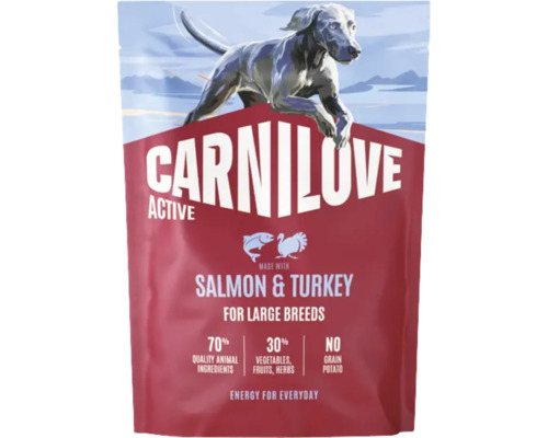 Hrana pentru câini Carnilove Active pentru rase mari cu somon și curcan sub formă de hrană uscată