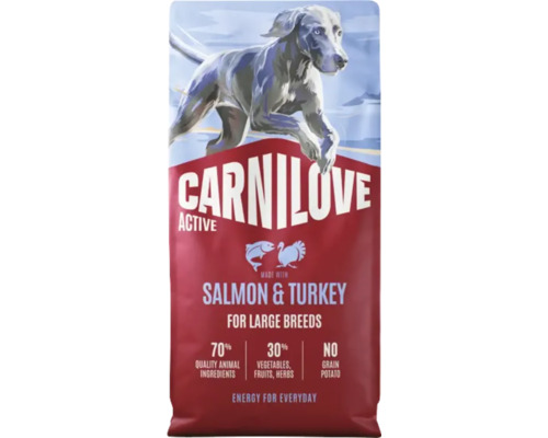 Hrana uscata pentru caini Carnilove cu somon si curcan pentru rase mari