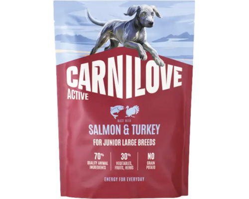 Hrana pentru caini Carnilove Active Junior Large Breed cu somon si curcan ca hrana uscata